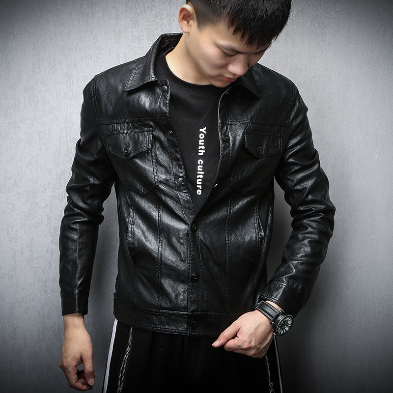 Mens Stylish Korean-Style Biker Jacket For Young Trendsetters