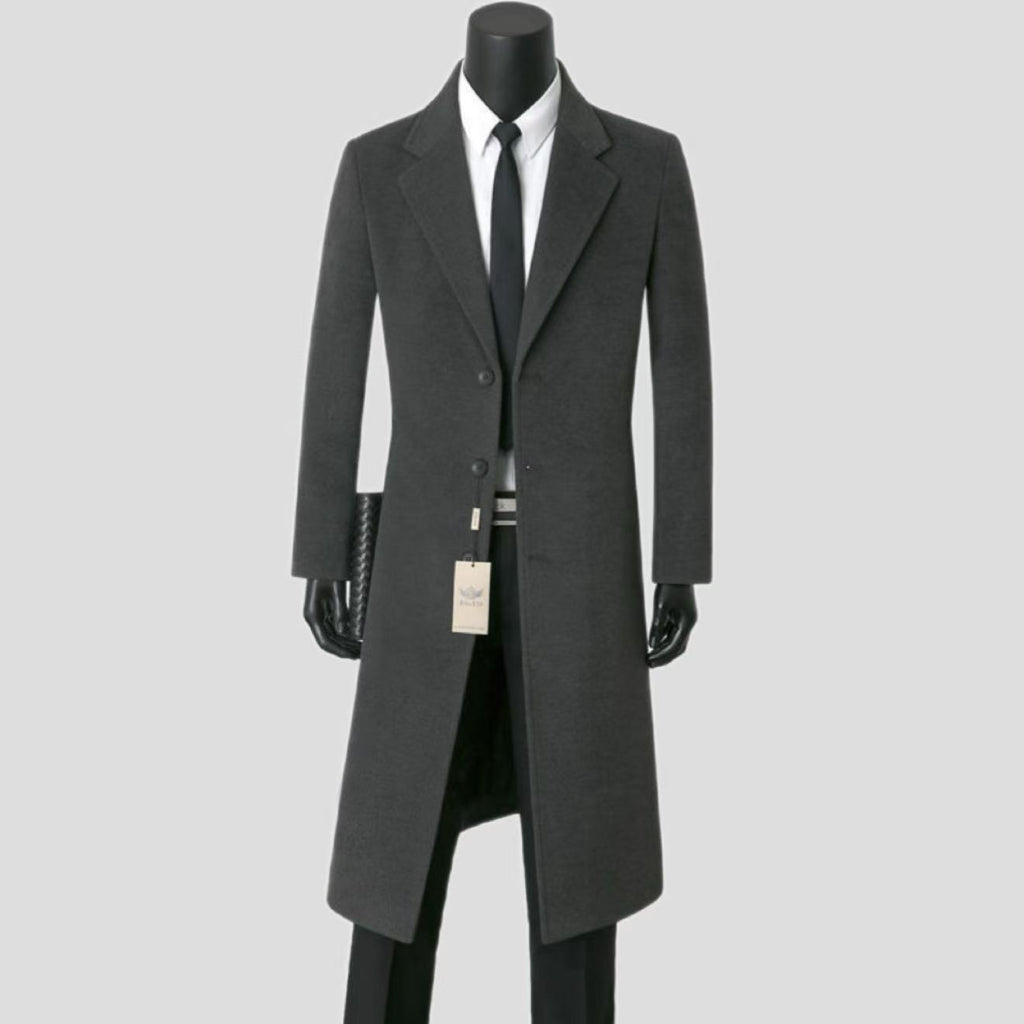 Mens Stylish Casual Wool Mid-length Coat