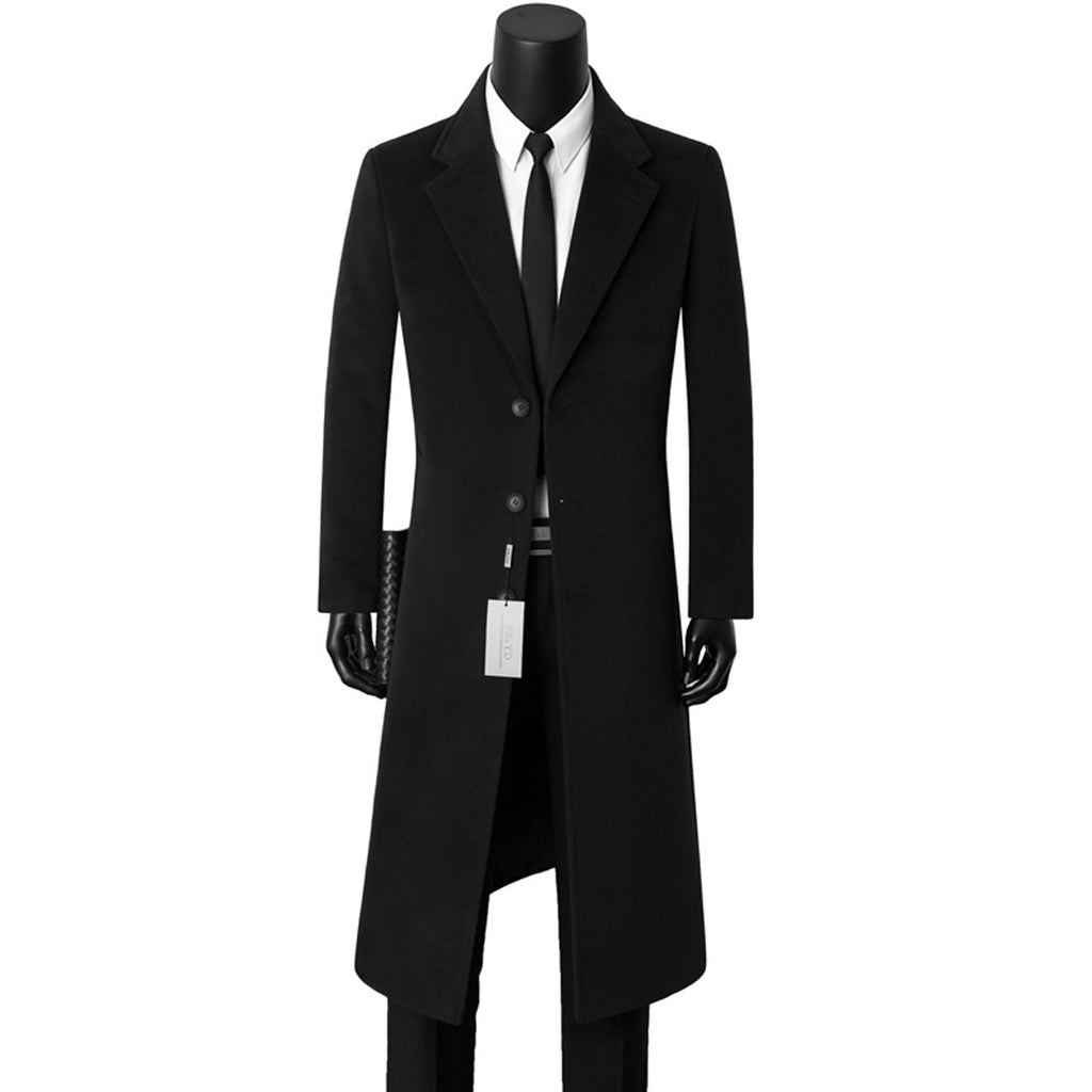 Mens Stylish Casual Wool Mid-length Coat