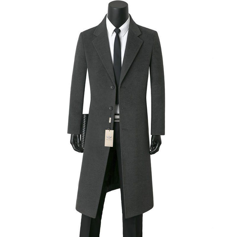 Mens Stylish Casual Wool Mid-length Coat