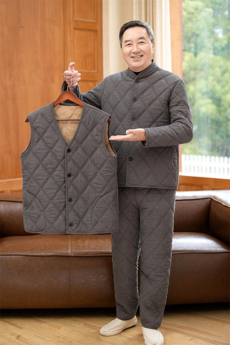 Winter Dads Cotton Padded Jacket And Pants Set