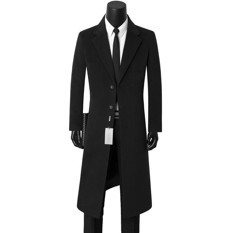 Mens Stylish Casual Wool Mid-length Coat