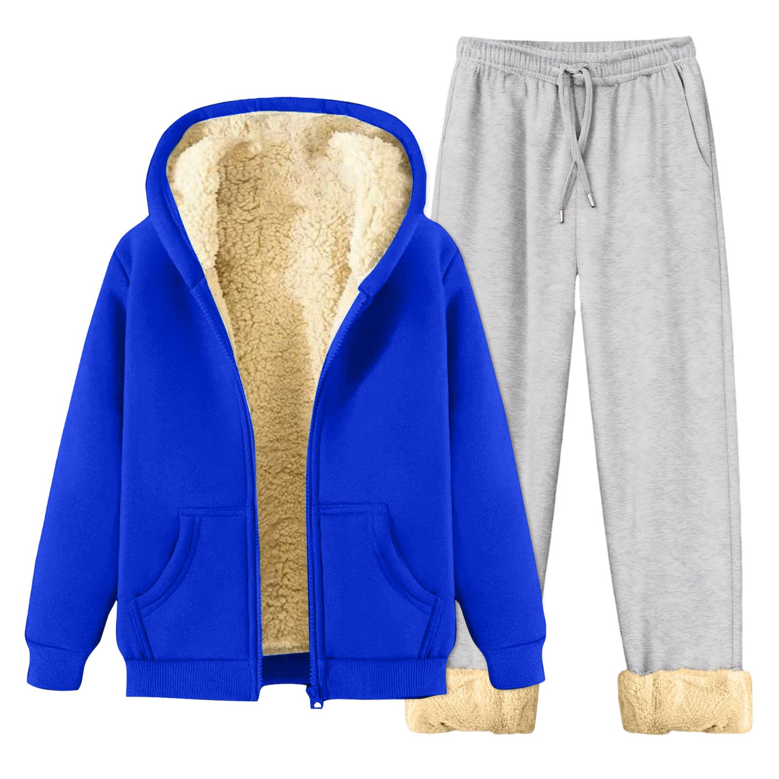 Autumn Winter Fleece Lined Hoodie Set