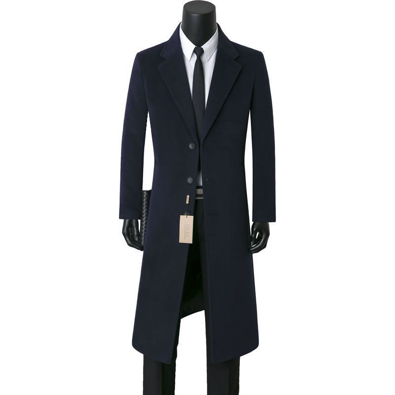 Mens Stylish Casual Wool Mid-length Coat