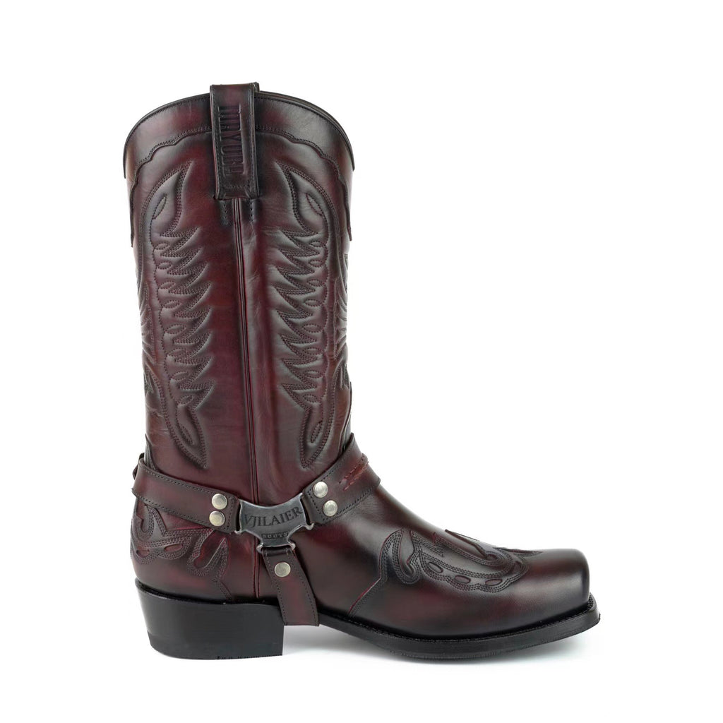 Square Head Buckle Strap Thick Heel Large Neck Mid-calf Boots