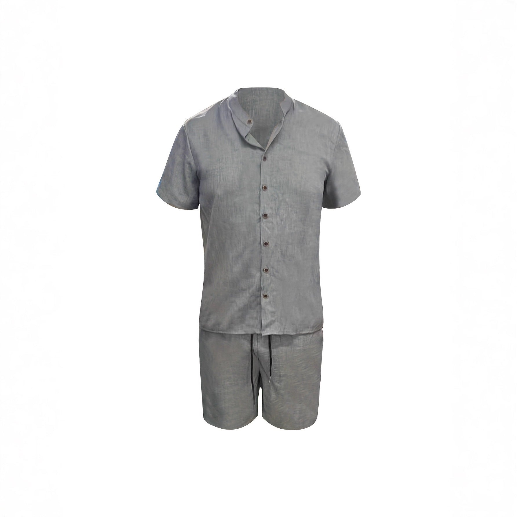 Cotton-linen Short-sleeve Shirt And Loose-fitting Shorts Two-piece Set