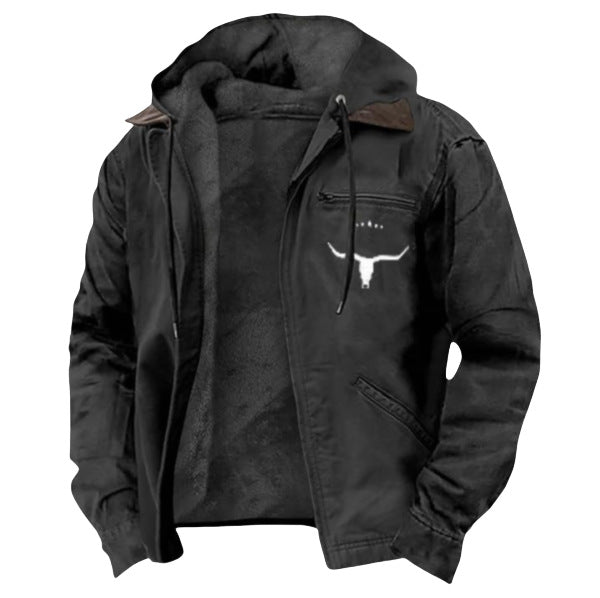 Mens Casual Retro Hooded Jacketcoat