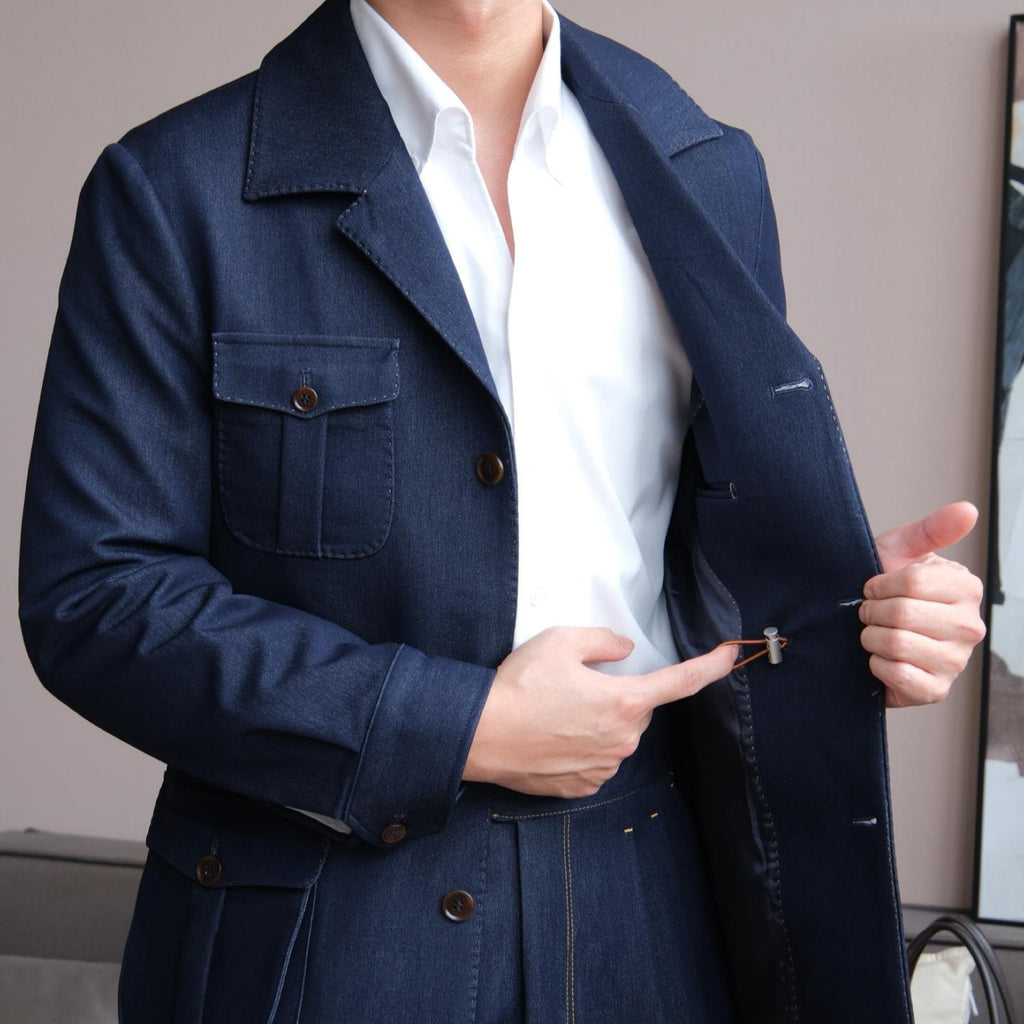 Crew-neck Hunting-style Casual Business Jacket