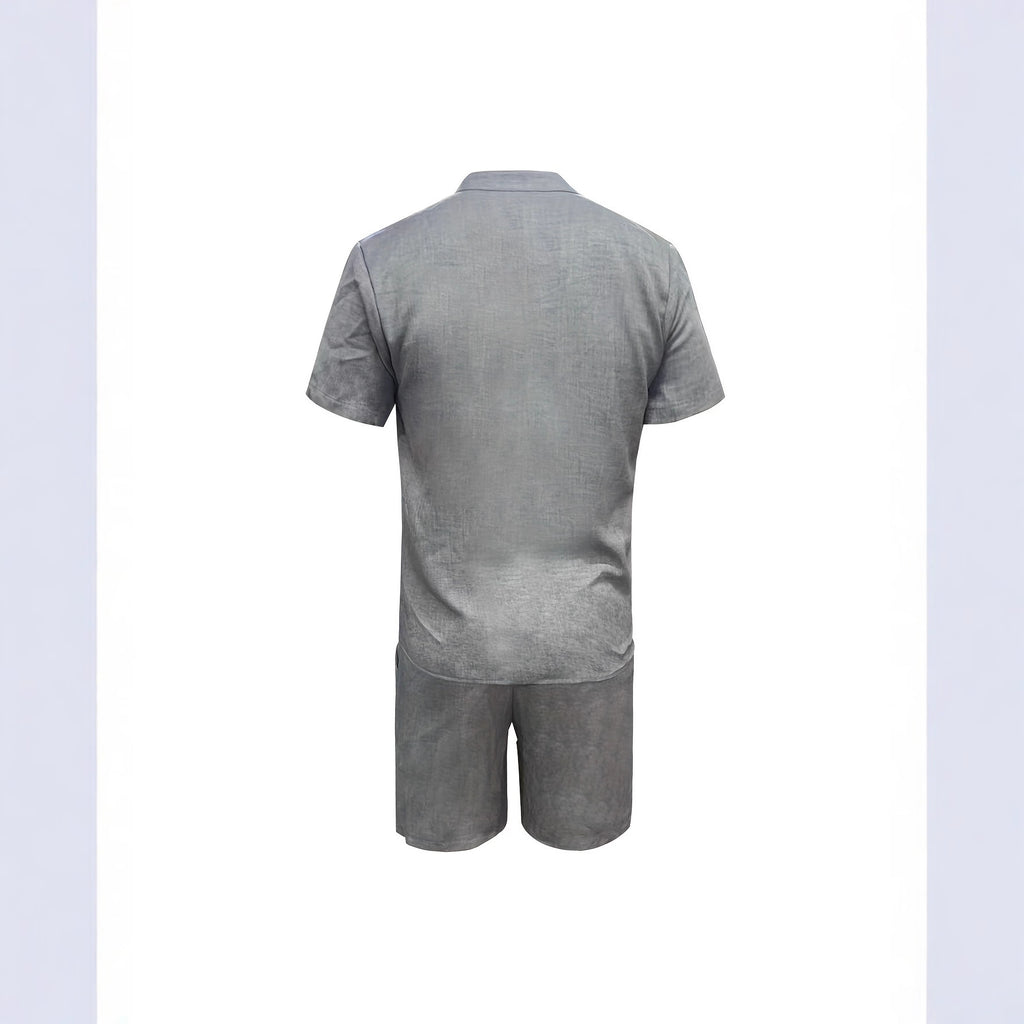 Cotton-linen Short-sleeve Shirt And Loose-fitting Shorts Two-piece Set