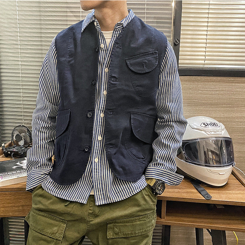 Mens Retro Short Casual Work Vest